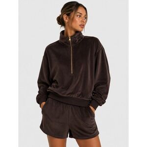 Rhone Brown Corduroy Quarter Zip Pullover Sweatshirt Size XS NWOT